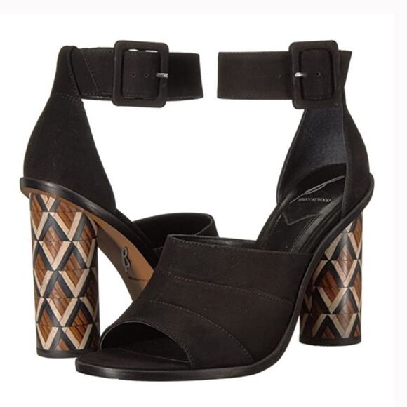 B Brian Atwood Shoes - NIB B Brian Atwood B Brady Block Heel Sandal shoes size 8 black nubuck